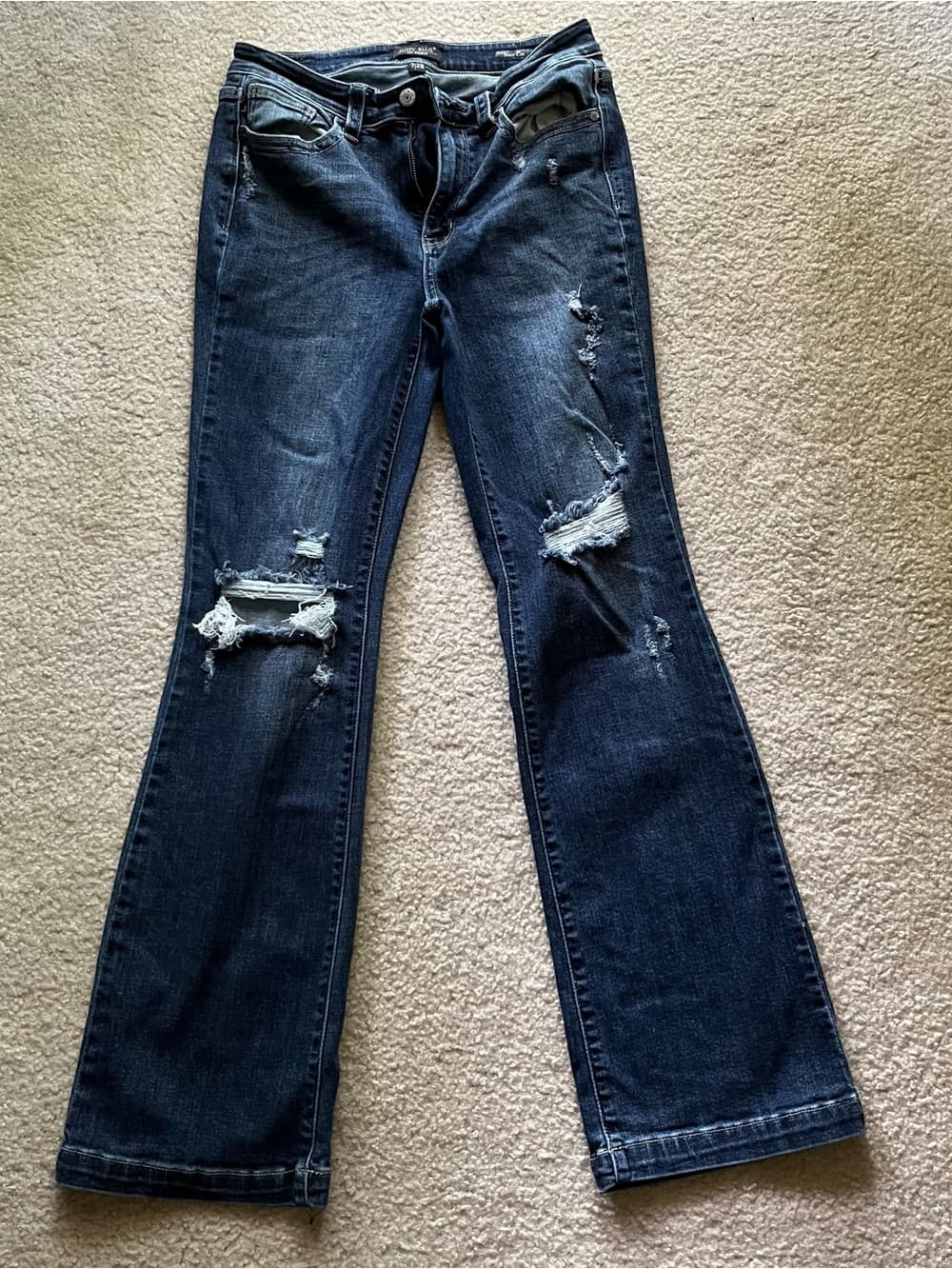 Judy Blue Medium-Dark Blue Distressed Boot Cut Jeans Women’s Size 7/28 - Thumbnail 4