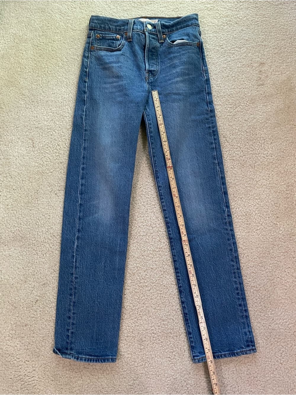 Levi's Wedgie Medium Blue Straight Leg Women's Jeans Size 24 - Thumbnail 2