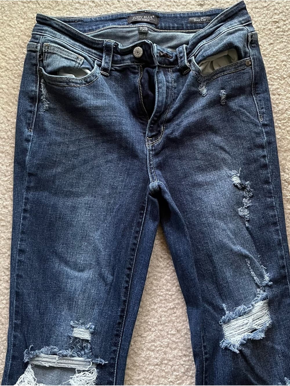 Judy Blue Medium-Dark Blue Distressed Boot Cut Jeans Women’s Size 7/28 - Thumbnail 10