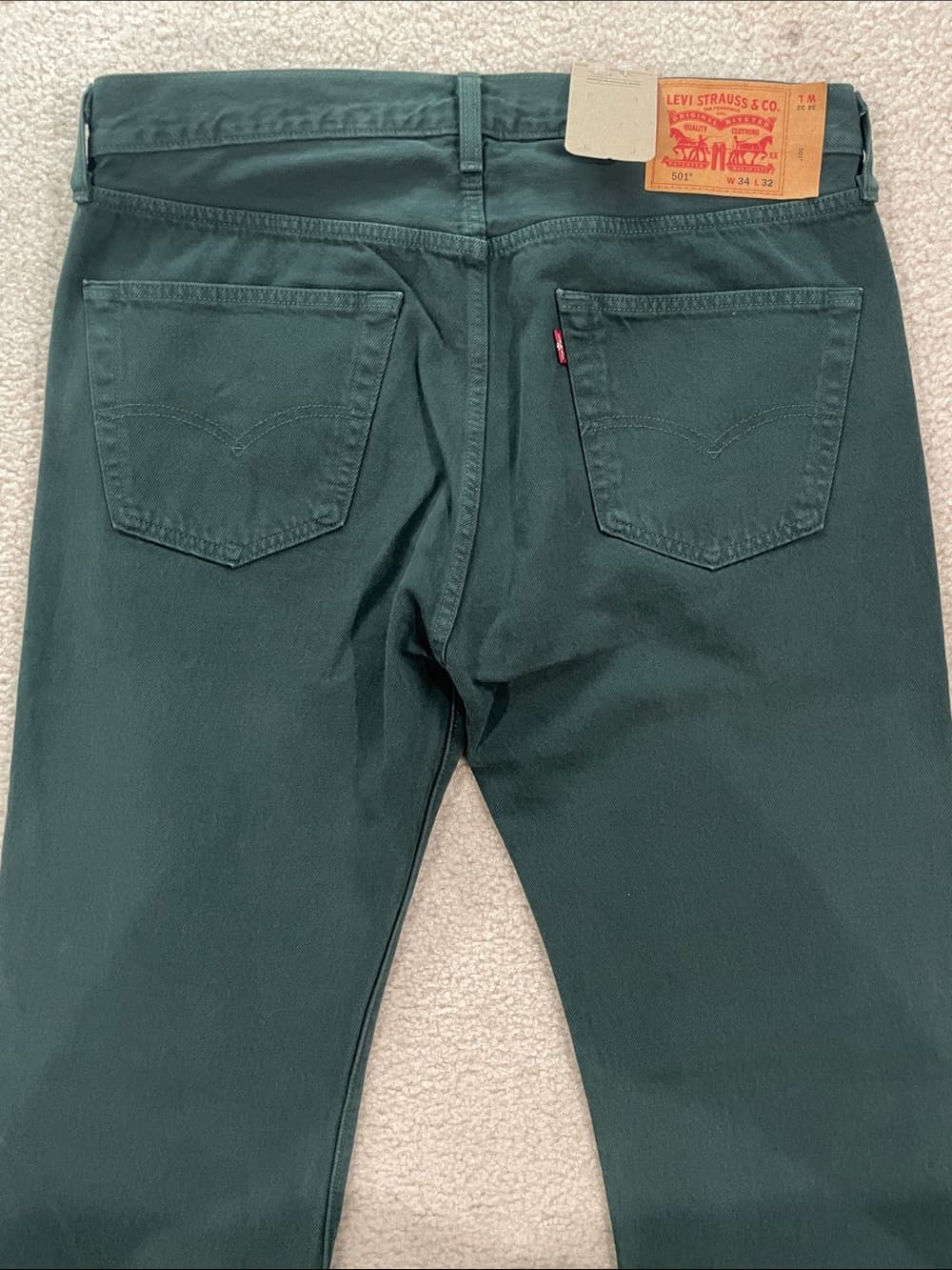 Levi's 501 Original Straight Jeans in Dark Green Men’s 34x32 NWT - Thumbnail 6