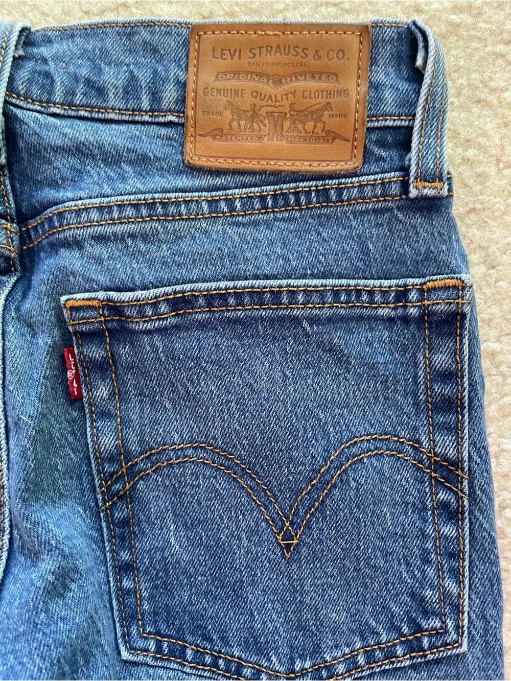 Levi's Wedgie Medium Blue Straight Leg Women's Jeans Size 24 - Thumbnail 7