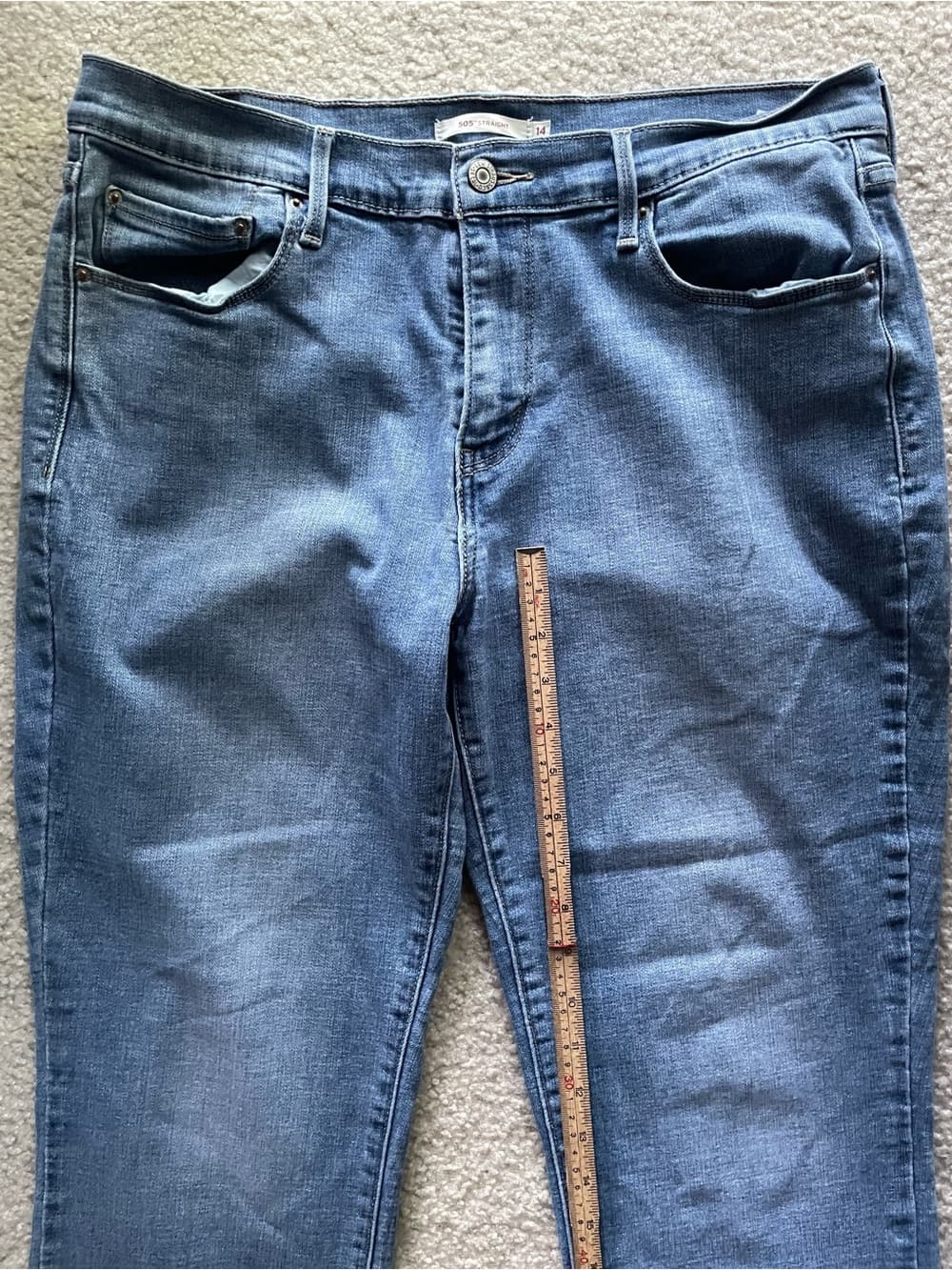 Levi's 505 Women's Straight Leg Jeans in Medium Blue Denim Size 14 - Thumbnail 11
