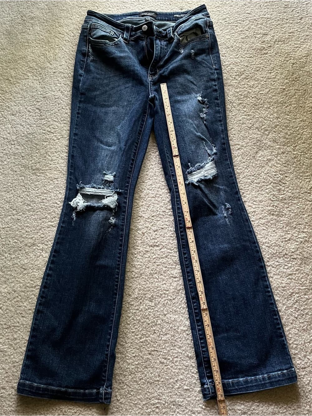 Judy Blue Medium-Dark Blue Distressed Boot Cut Jeans Women’s Size 7/28 - Thumbnail 2