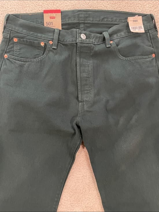 Levi's 501 Original Straight Jeans in Dark Green Men’s 34x32 NWT - Thumbnail 9