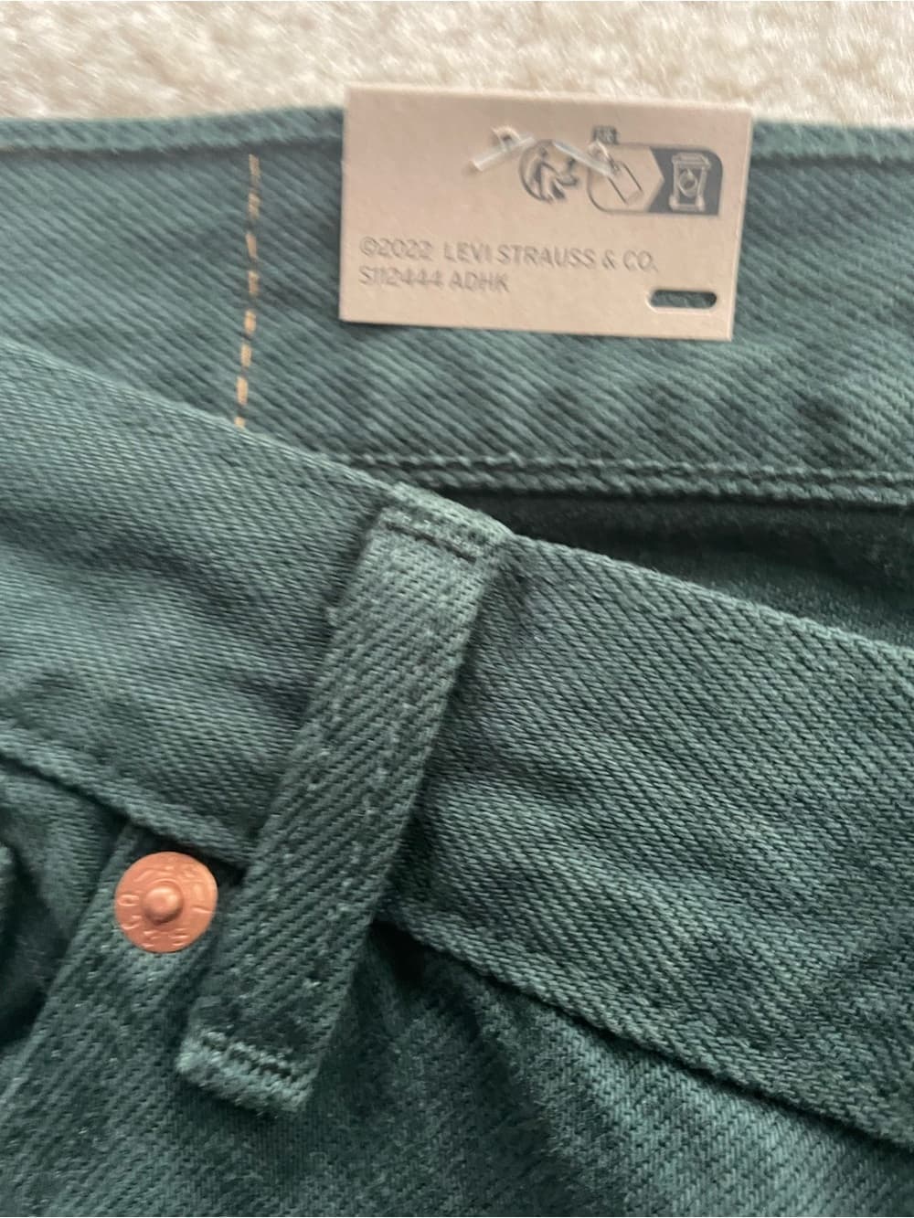 Levi's 501 Original Straight Jeans in Dark Green Men’s 34x32 NWT - Thumbnail 2