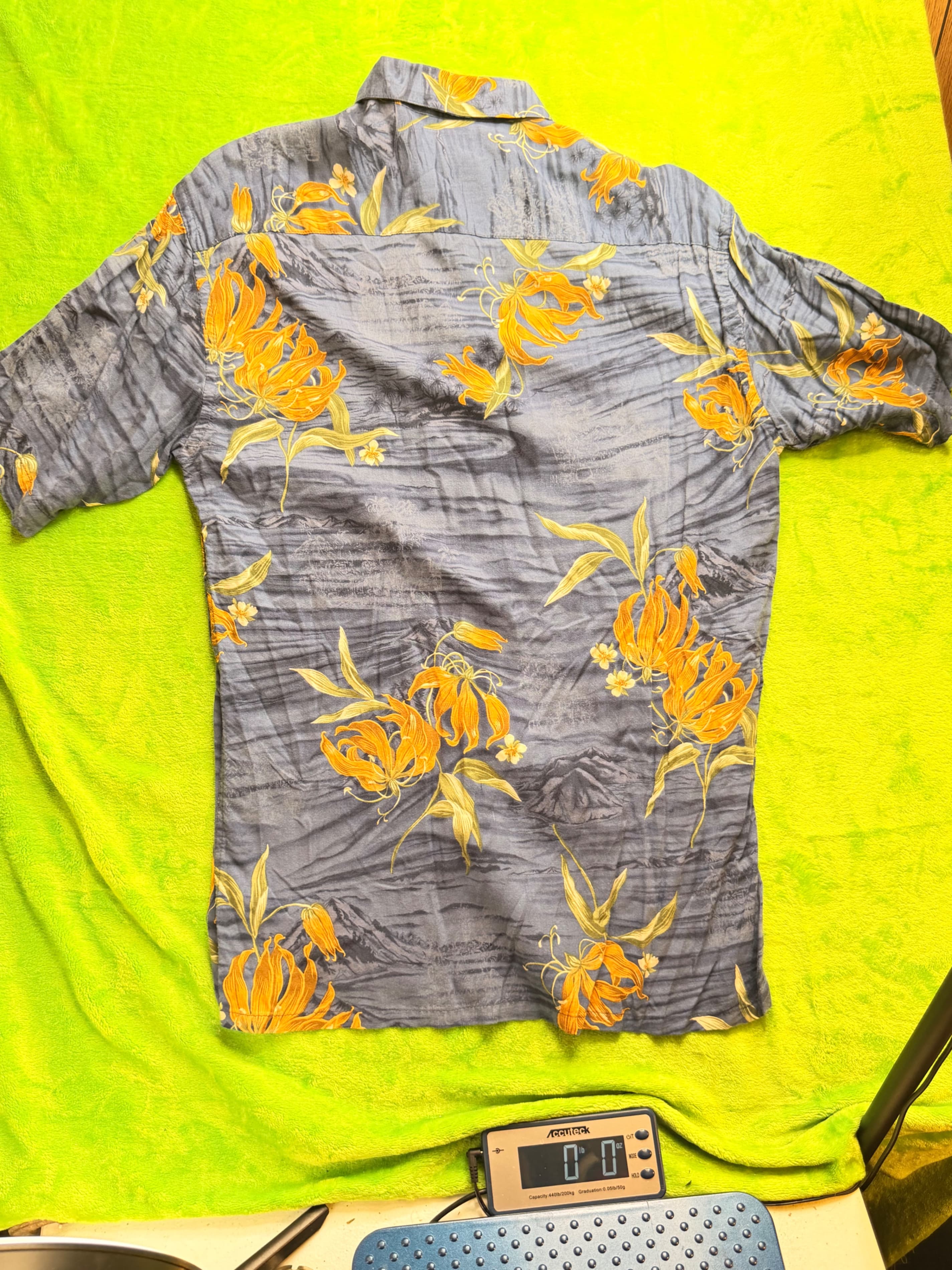 Campia Moda Men's M Gray Floral Rayon Button Up Shirt Tropical - Thumbnail 2