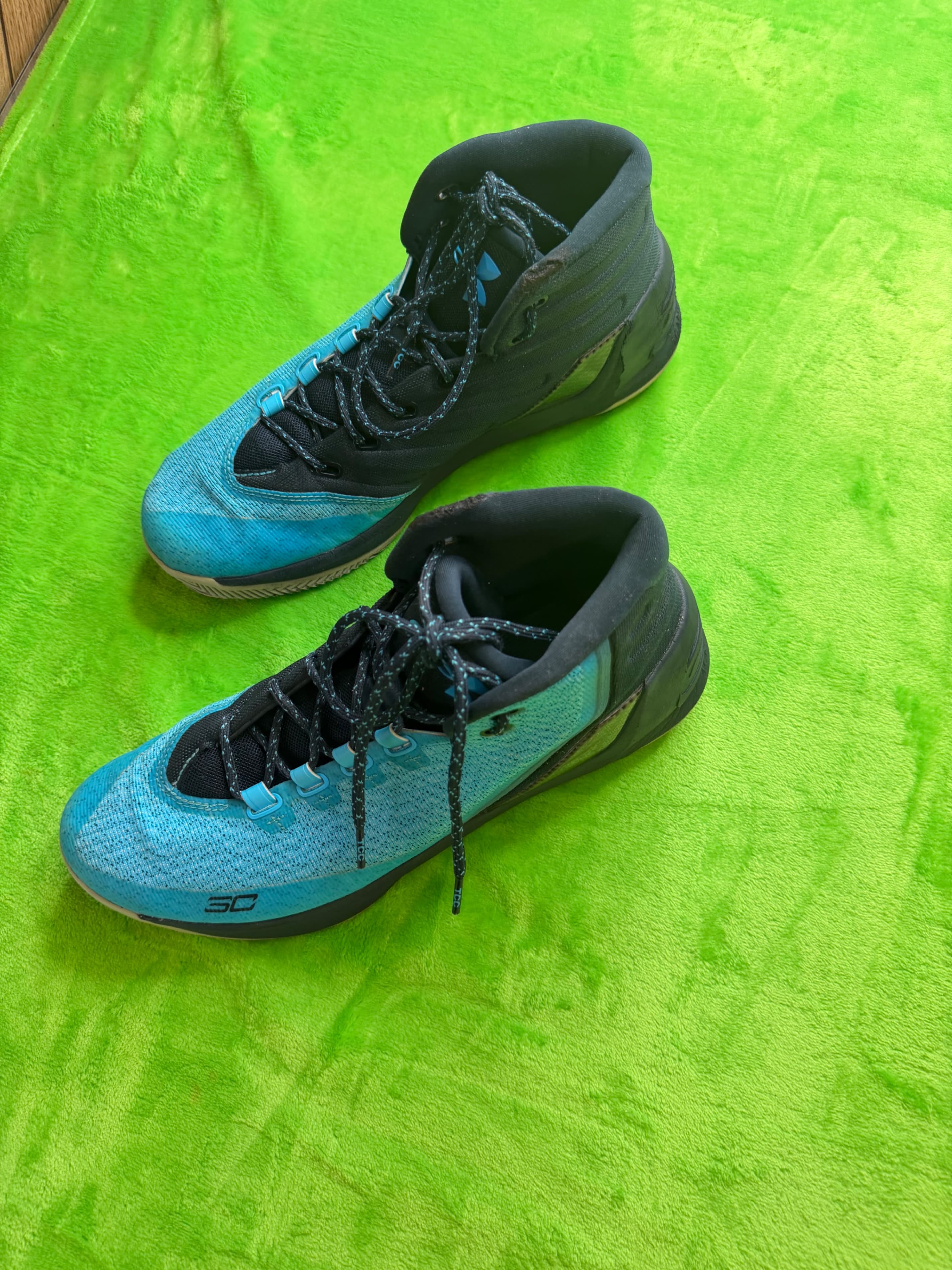 Under Armour Curry 3 Mid Peacock Blue Sz 10 Basketball Shoes - Thumbnail 3