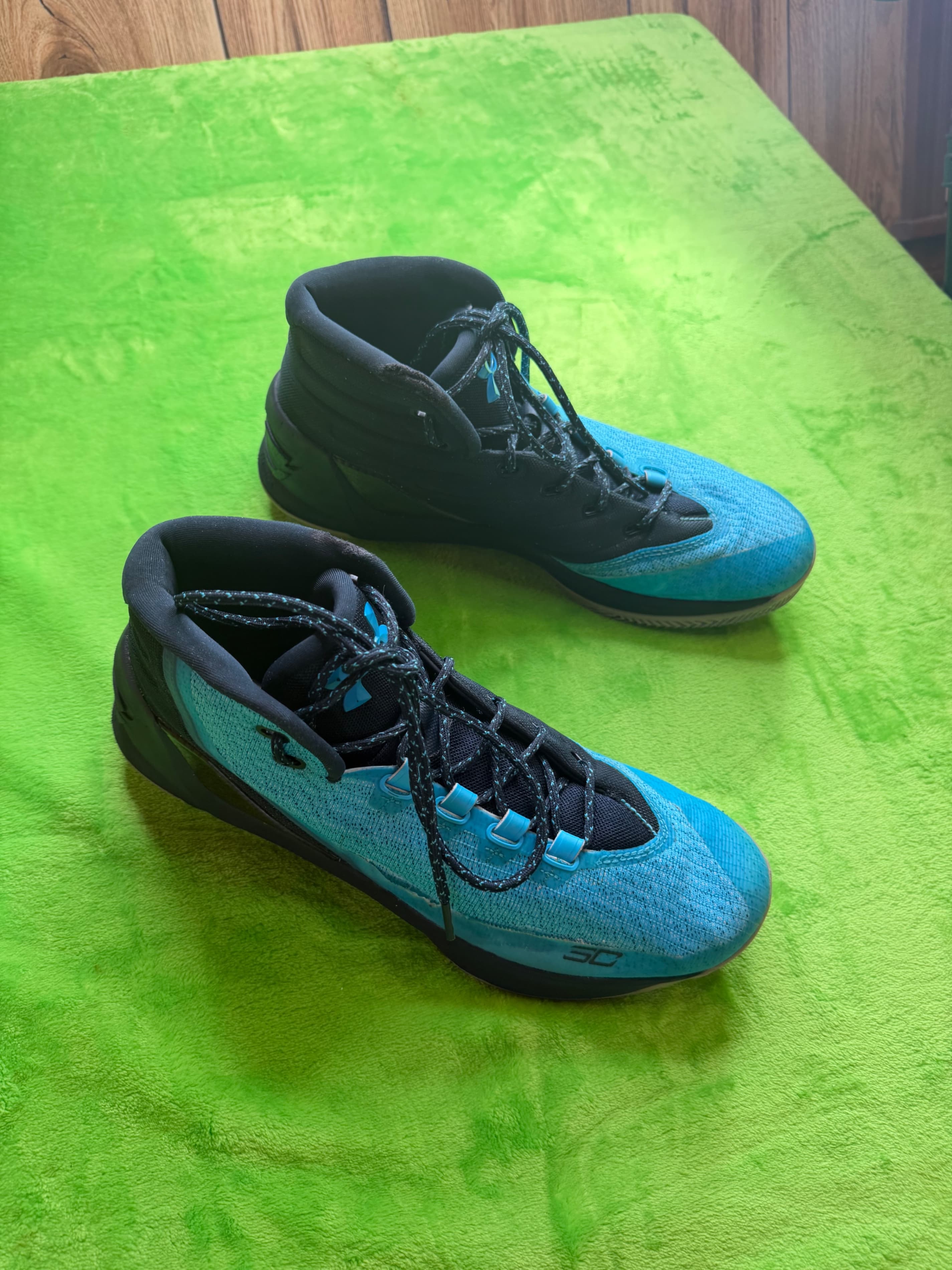 Under Armour Curry 3 Mid Peacock Blue Sz 10 Basketball Shoes - Thumbnail 4
