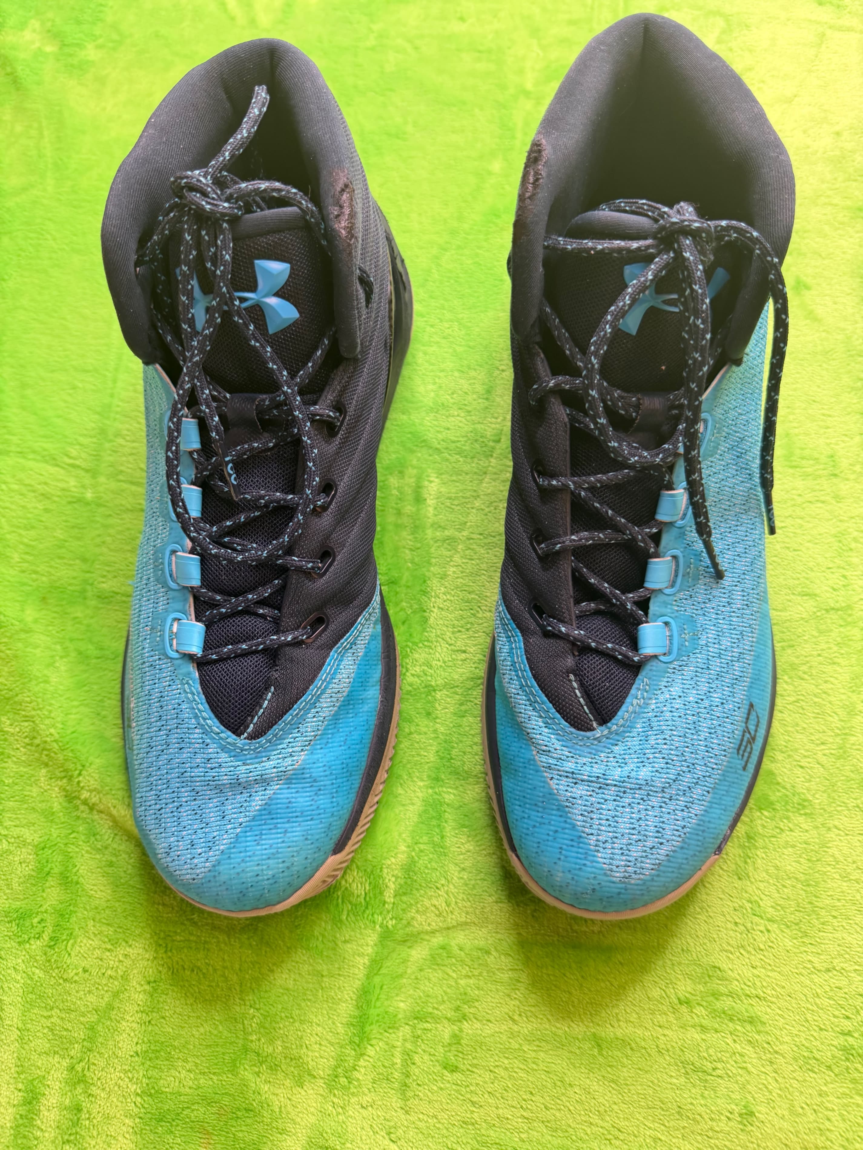 Under Armour Curry 3 Mid Peacock Blue Sz 10 Basketball Shoes