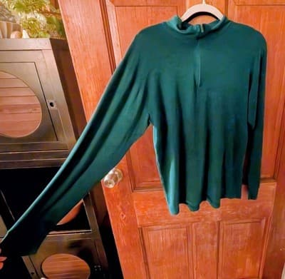 Vintage 90s REI Mens Large 1/4 Zip Pullover Fleece Shirt Green Made in USA - Thumbnail 3