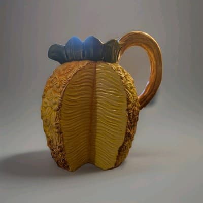 Vintage Bassano Italy Ceramic Pineapple Pitcher Jug Hand Painted Majolica Style
