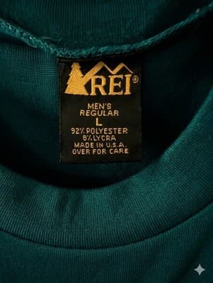 Vintage 90s REI Mens Large 1/4 Zip Pullover Fleece Shirt Green Made in USA - Thumbnail 4