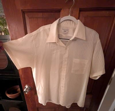 VTG - 1970s Arrow "Kent" Short Sleeve Button-Down Shirt – Size XL (17.5) – Cream - Thumbnail 3
