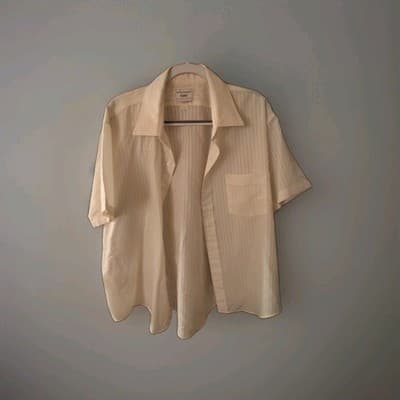 VTG - 1970s Arrow "Kent" Short Sleeve Button-Down Shirt – Size XL (17.5) – Cream