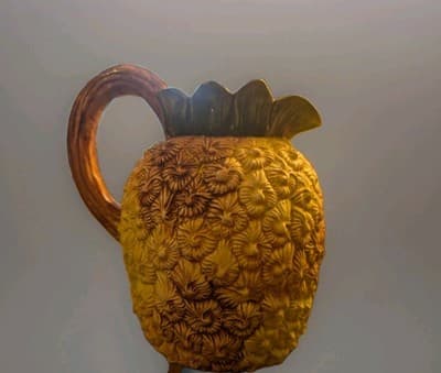 Vintage Bassano Italy Ceramic Pineapple Pitcher Jug Hand Painted Majolica Style - Thumbnail 5