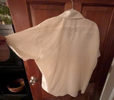 VTG - 1970s Arrow "Kent" Short Sleeve Button-Down Shirt – Size XL (17.5) – Cream - Thumbnail 4