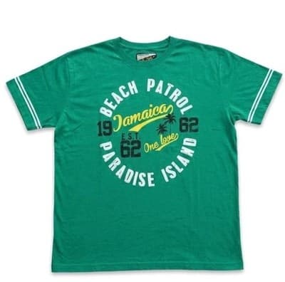 Jamaica Beach Patrol Paradise Island Green Graphic T-Shirt Men's Size 2XL