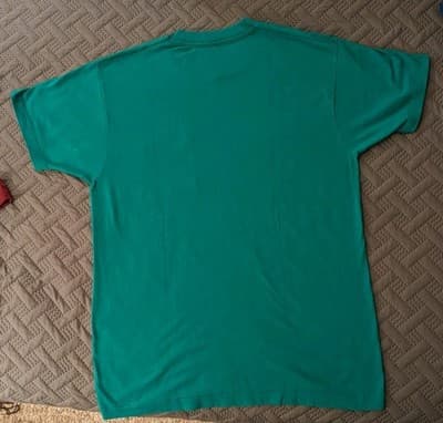 Vintage 80s Fruit of the Loom Golden Blend Blank Green Pocket T-Shirt XL USA - Thumbnail 2