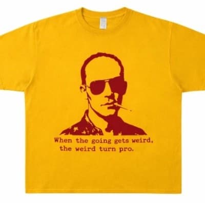 Hunter S Thompson T Shirt 2XL Yellow Weird Turn Pro Fruit Of The Loom HD Cotton