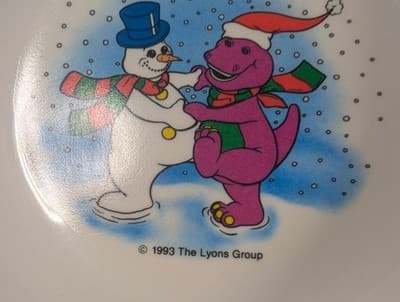 Vintage 1993 Barney "Loves to Play in the Snow" Bowls - Set of 2 by Selandia - Thumbnail 3