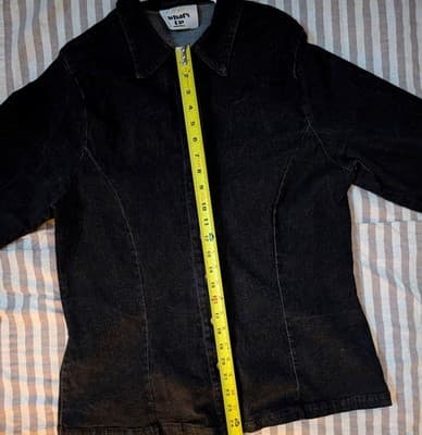 Vintage Whats Up Black Denim Jacket Shirt Shacket MADE IN USA Men's - Thumbnail 4