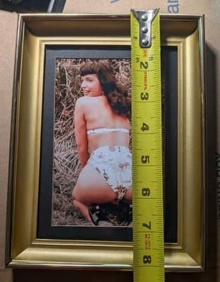 Bettie Page Framed Matted Print Vintage Pinup Bikini Photo Gold Frame 5x7 Art - Thumbnail 4