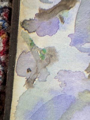 Vintage Japanese Shikishi Board Art Print Bird Wisteria Watercolor Style Signed - Thumbnail 7