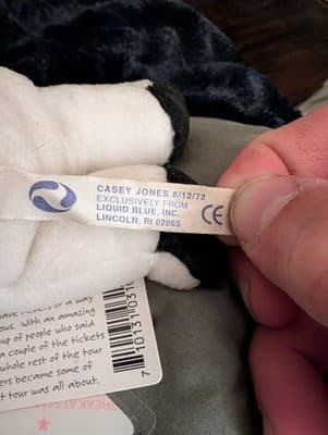 Grateful Dead Bean Bear CASEY JONES Limited Edition 01767/25000 Liquid Blue 1999 - Thumbnail 3