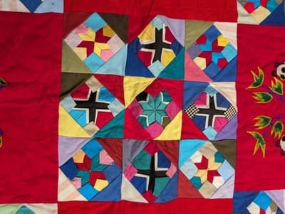 Vintage Chinese Embroidered Patchwork Quilt Blanket Dragon Panda Silk Throw - Thumbnail 8