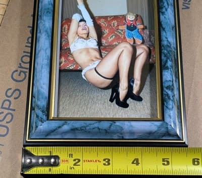 Bettie Page Framed Reprint Vintage Pinup Queen Lingerie High Heels 5x7 Boudoir - Thumbnail 2
