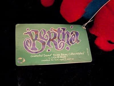 Vintage 1998 Grateful Dead Liquid Blue Plush Bear BERTHA Red Blue Collar Tagged - Thumbnail 2