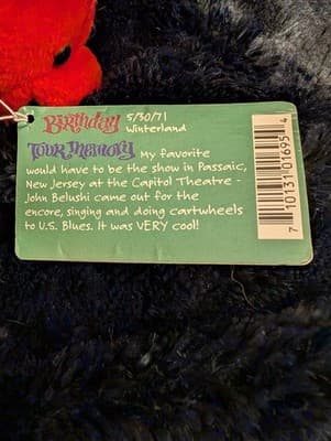 Vintage 1998 Grateful Dead Liquid Blue Plush Bear BERTHA Red Blue Collar Tagged - Thumbnail 3