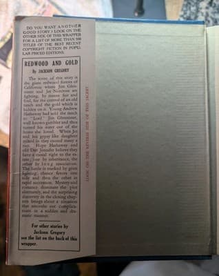 VINTAGE 1929 HARDCOVER WESTERN FICTION"REDWOOD AND GOLD" by Jackson Gregory - Thumbnail 2