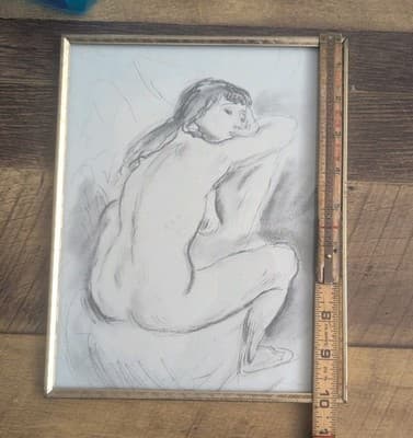 Vintage Jules Pascin Female Nude Art Print Framed 8x10 Expressionist Figure - Thumbnail 3