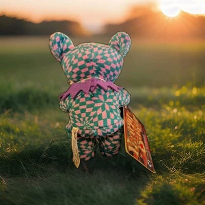 Vintage 1998 Grateful Dead Liquid Blue Plush Bear PEARLY BAKER Green Pink Collar - Thumbnail 3