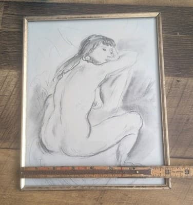 Vintage Jules Pascin Female Nude Art Print Framed 8x10 Expressionist Figure - Thumbnail 4