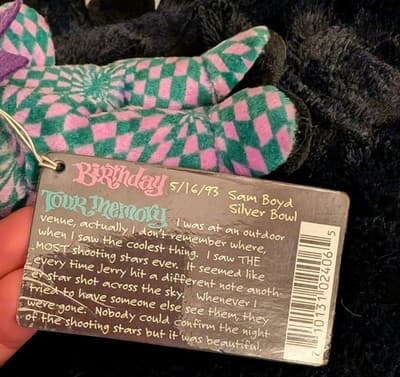 Vintage 1998 Grateful Dead Liquid Blue Plush Bear PEARLY BAKER Green Pink Collar - Thumbnail 2