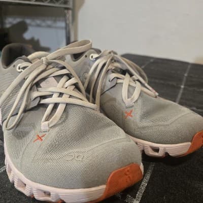 On Running Cloud X Womens 6.5 White Orange Grey Lightweight Cushioned Comfort - Thumbnail 4