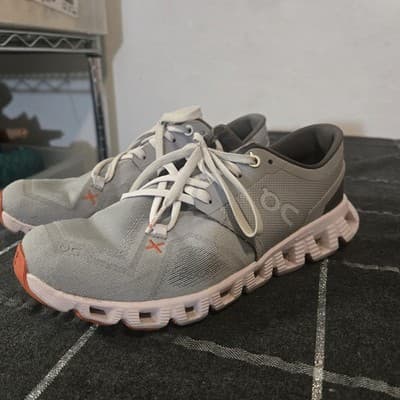 On Running Cloud X Womens 6.5 White Orange Grey Lightweight Cushioned Comfort
