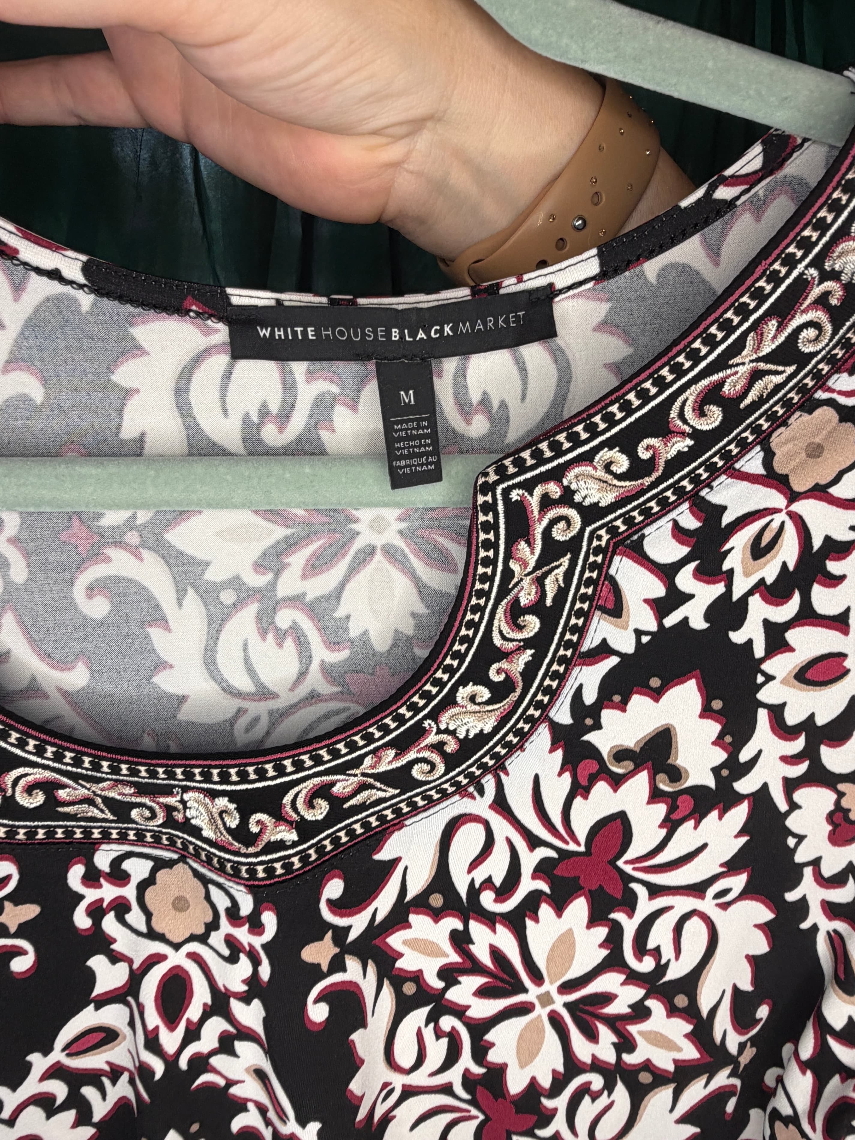 White House Black Market Patterned Blouse Size M