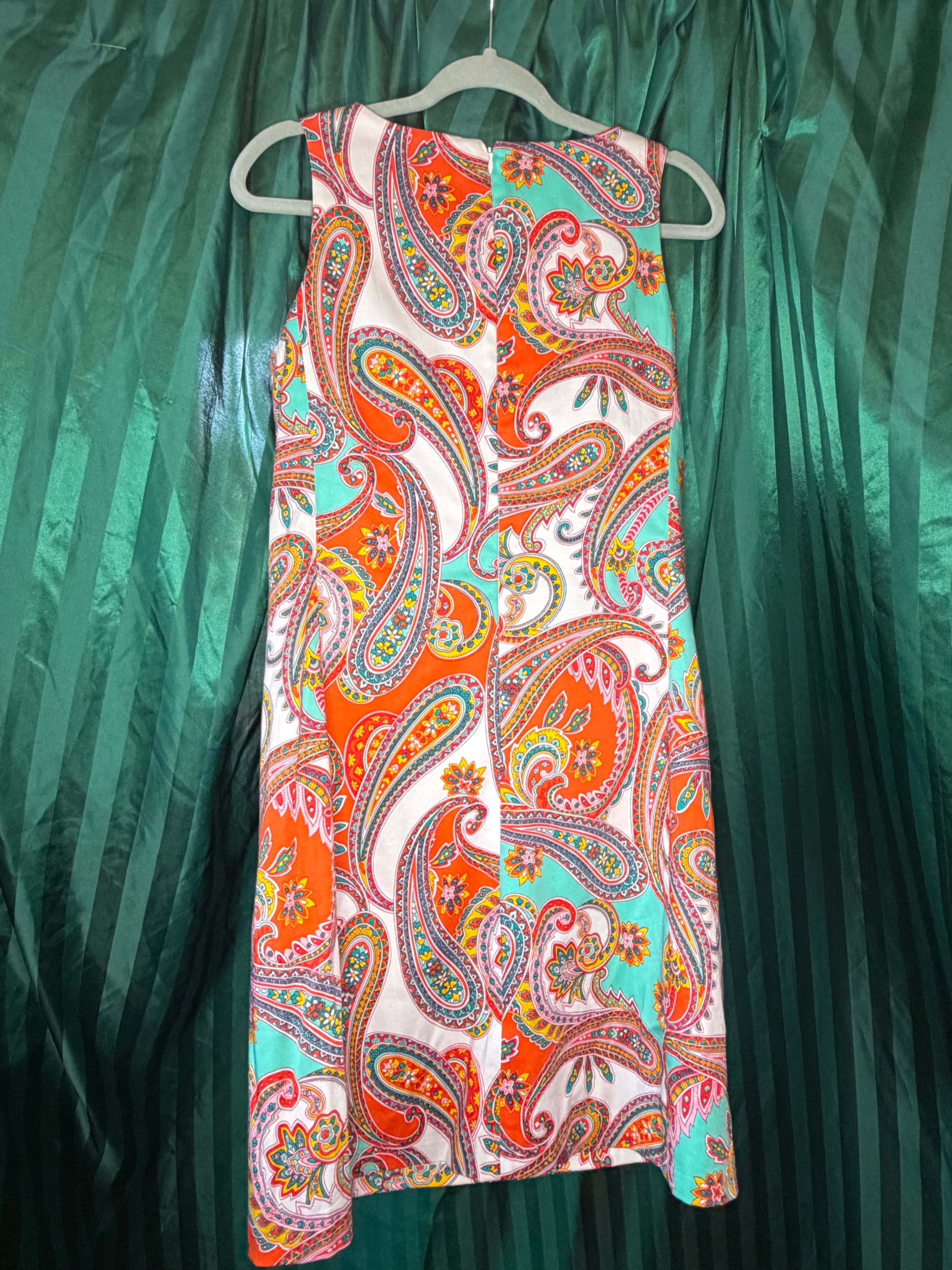 NWT Anne Klein Paisley Patterned Orange Multicolor Dress Tango/Aruba - Thumbnail 4