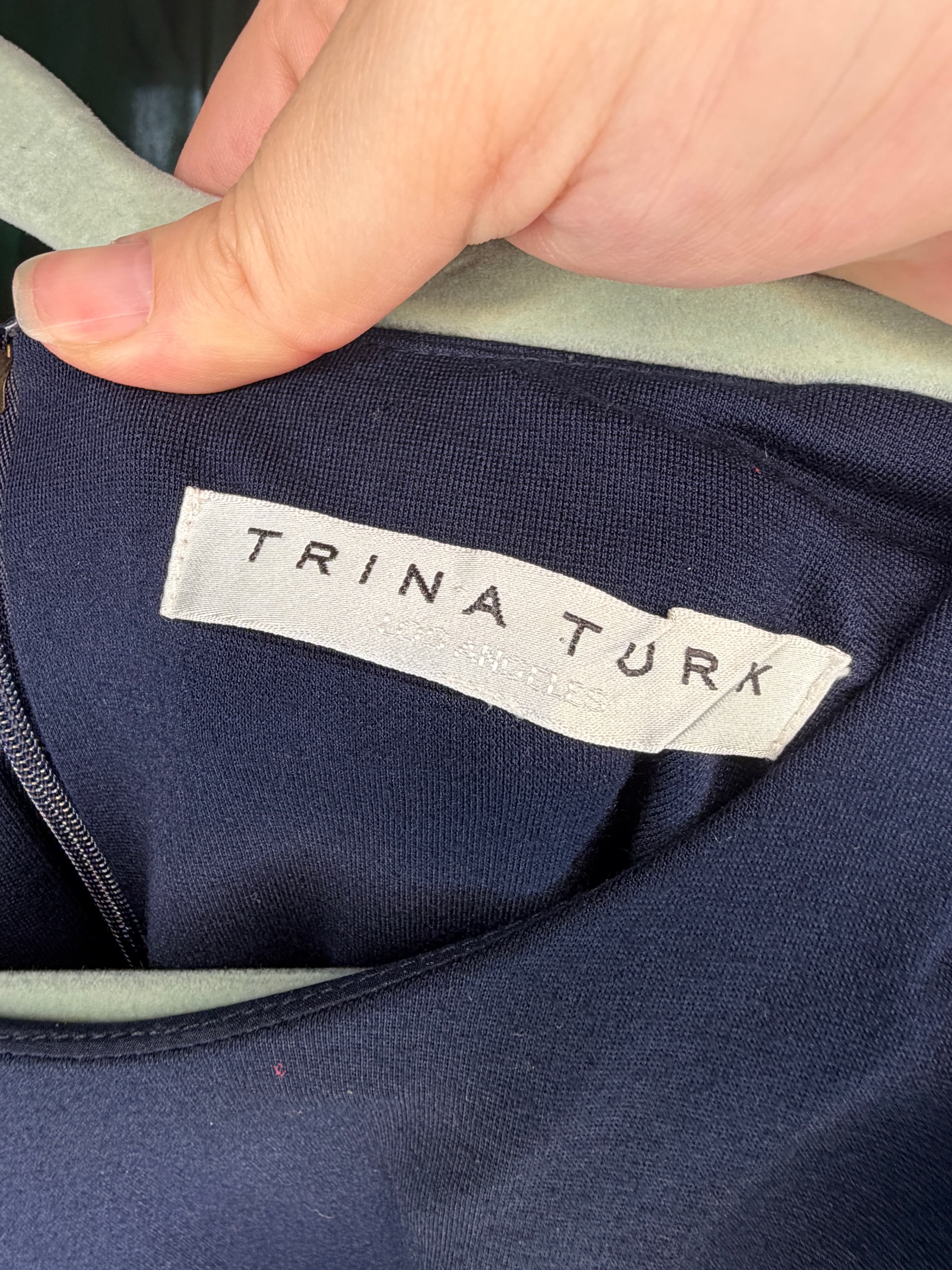 Trina Turk Navy Dress with Flared Cuffs, Long Sleeve - Thumbnail 4