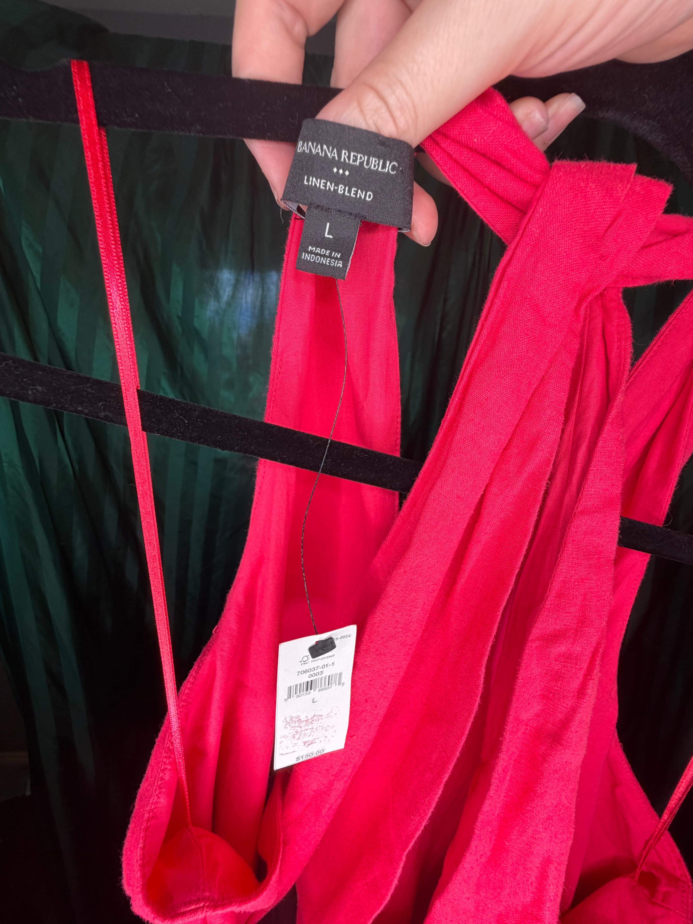 Banana Republic Red Halter Midi Dress Size L - Thumbnail 6