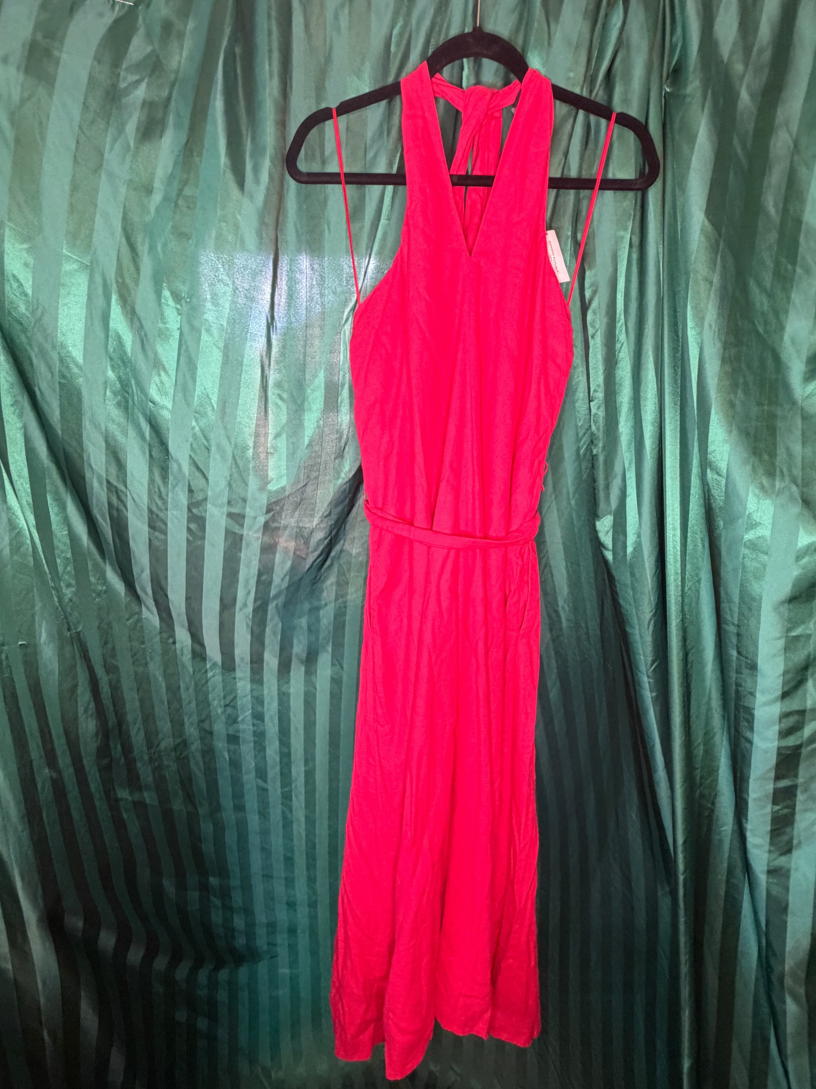 Banana Republic Red Halter Midi Dress Size L - Thumbnail 2