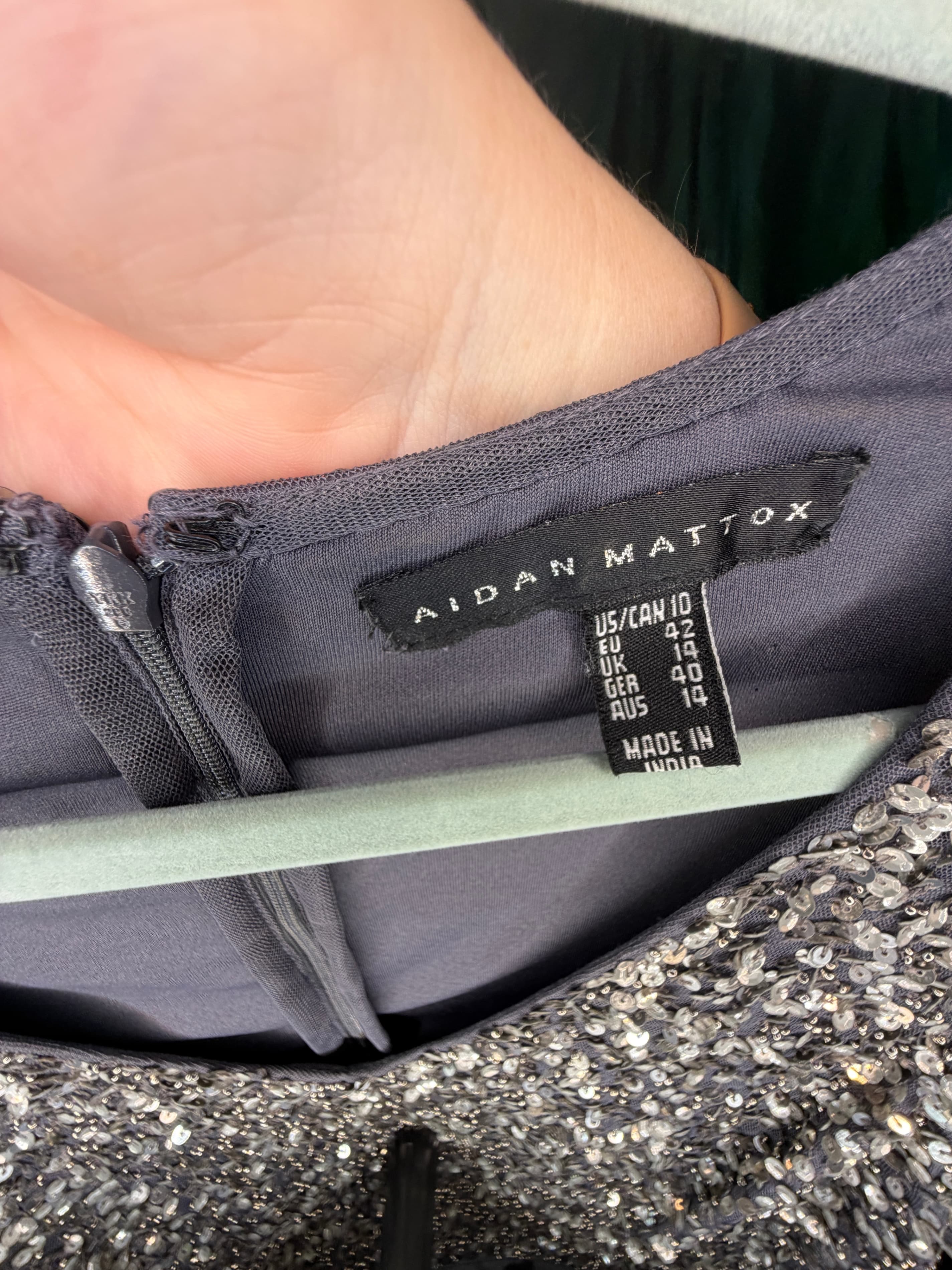 VINTAGE Aidan Mattox (Size 10) Elegant Sequin Evening Gown with Satin Skirt - Thumbnail 5
