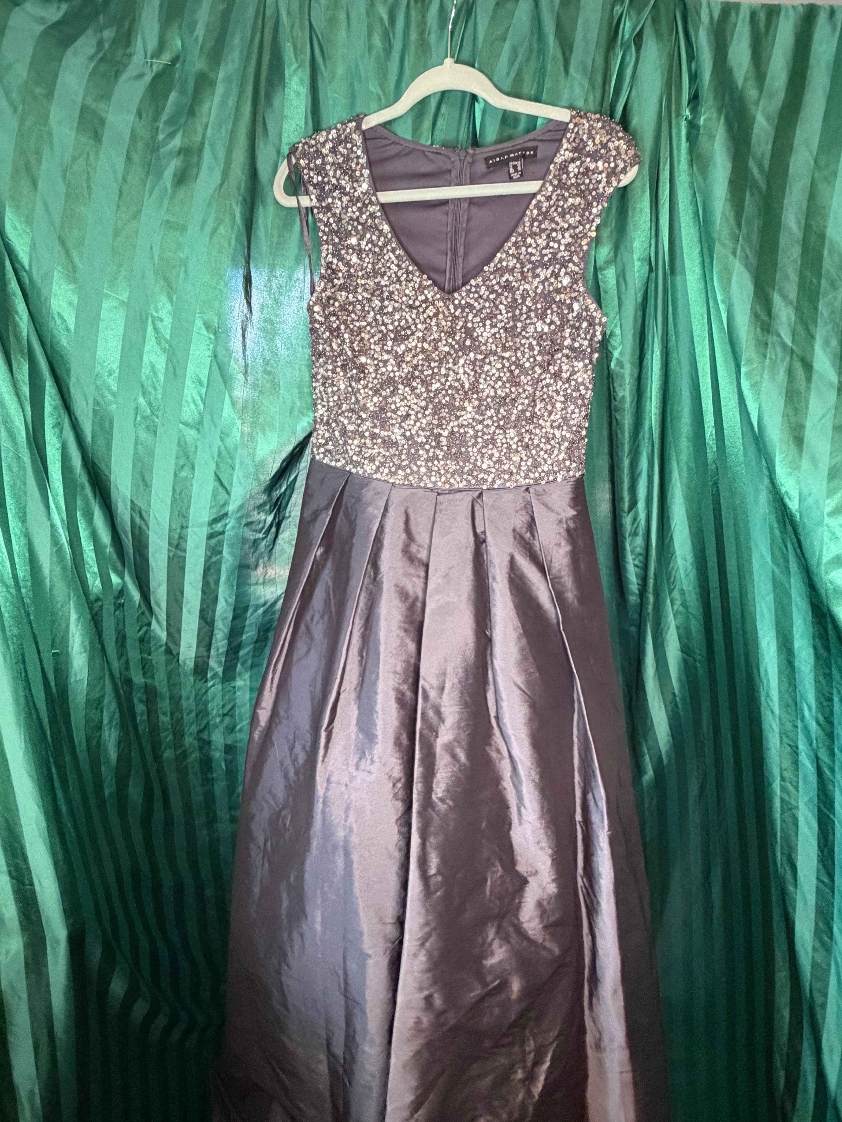 VINTAGE Aidan Mattox (Size 10) Elegant Sequin Evening Gown with Satin Skirt - Thumbnail 2