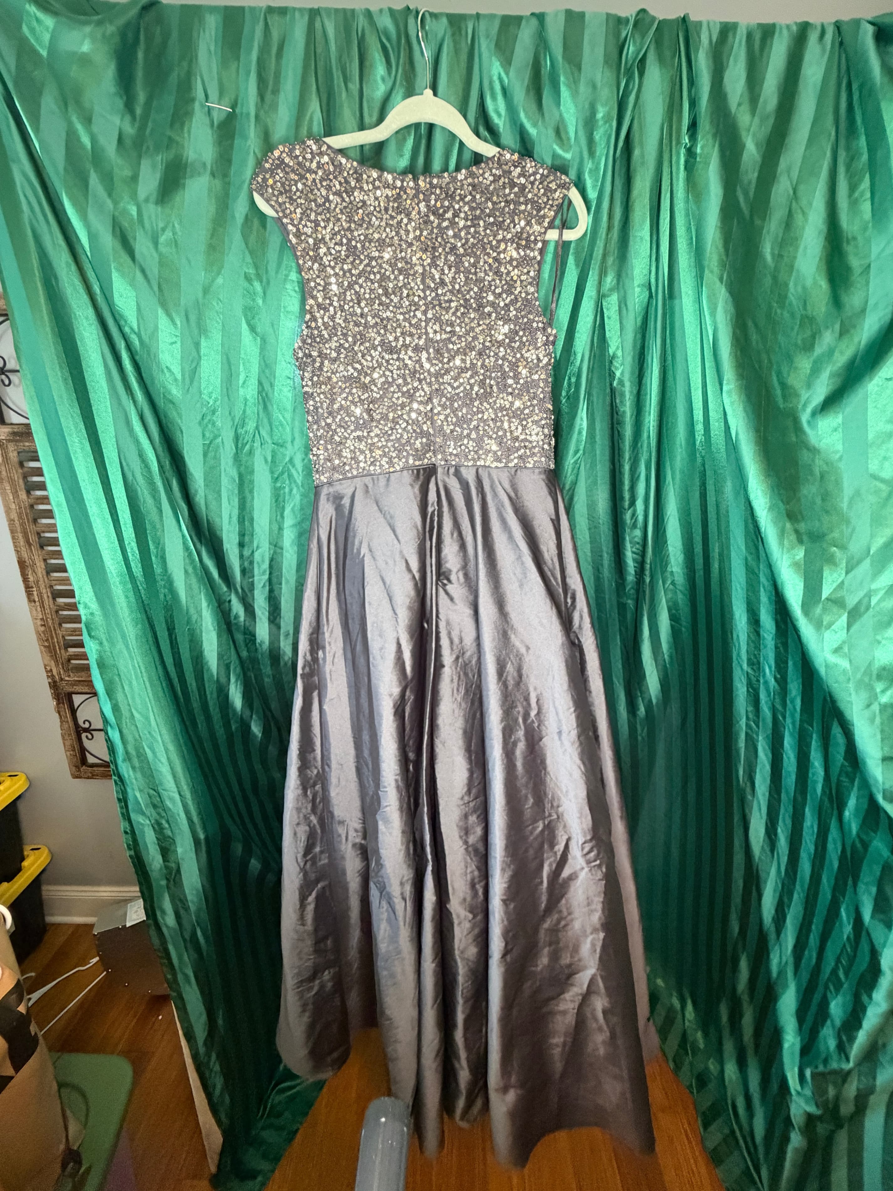 VINTAGE Aidan Mattox (Size 10) Elegant Sequin Evening Gown with Satin Skirt - Thumbnail 3