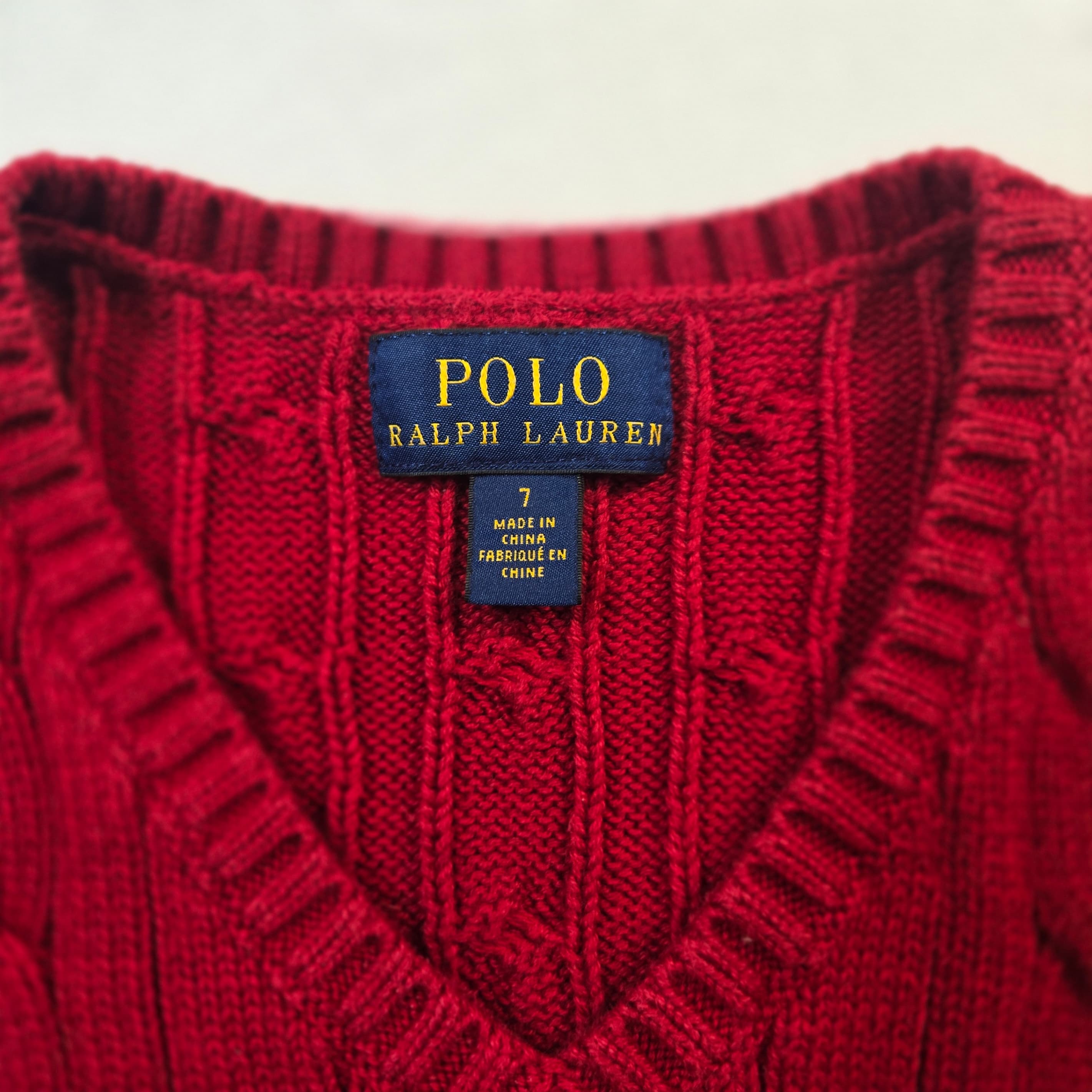 Boys Polo Ralph Lauren Red Cable Knit Sweater Vest Size 7 - Thumbnail 2