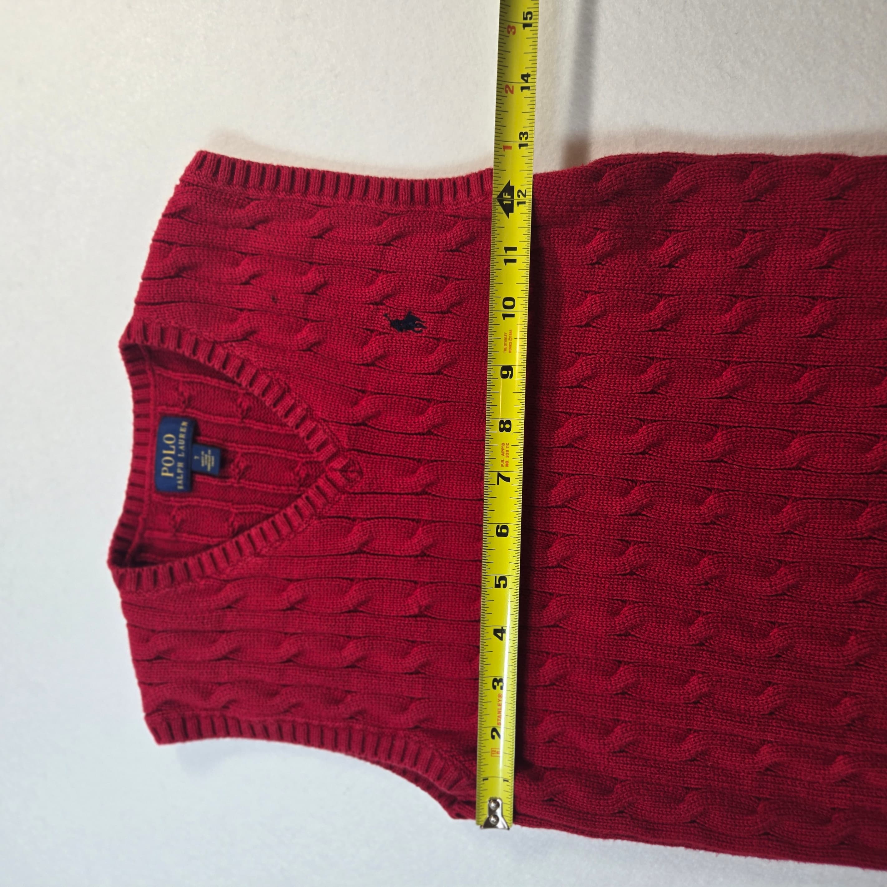 Boys Polo Ralph Lauren Red Cable Knit Sweater Vest Size 7 - Thumbnail 6