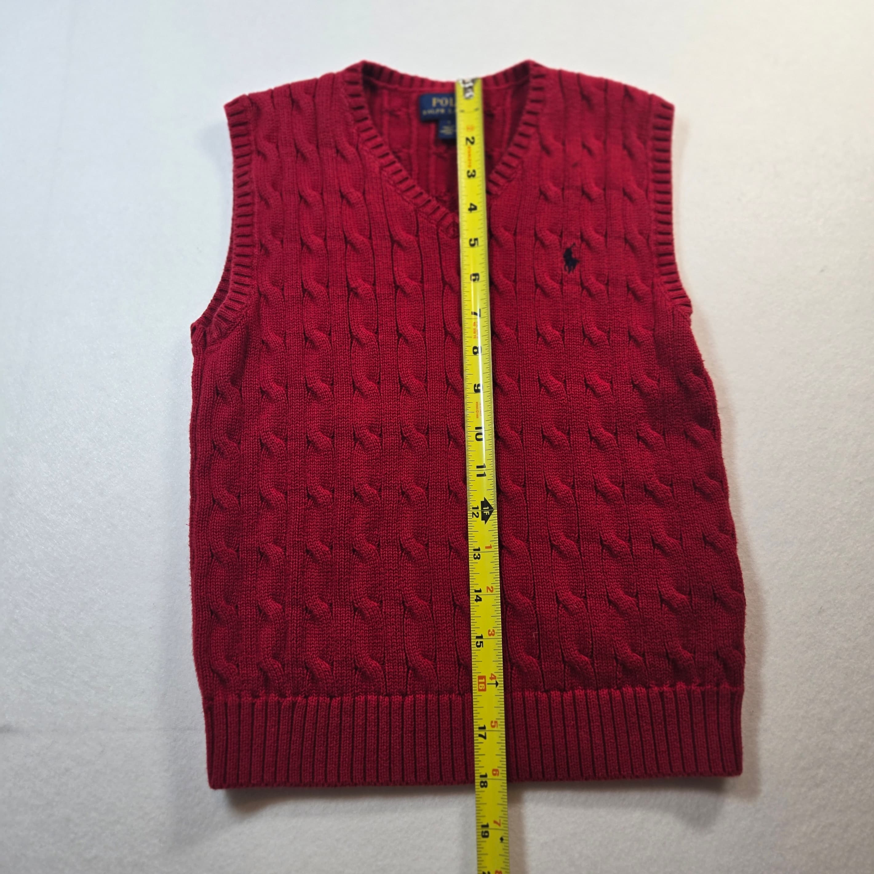 Boys Polo Ralph Lauren Red Cable Knit Sweater Vest Size 7 - Thumbnail 3